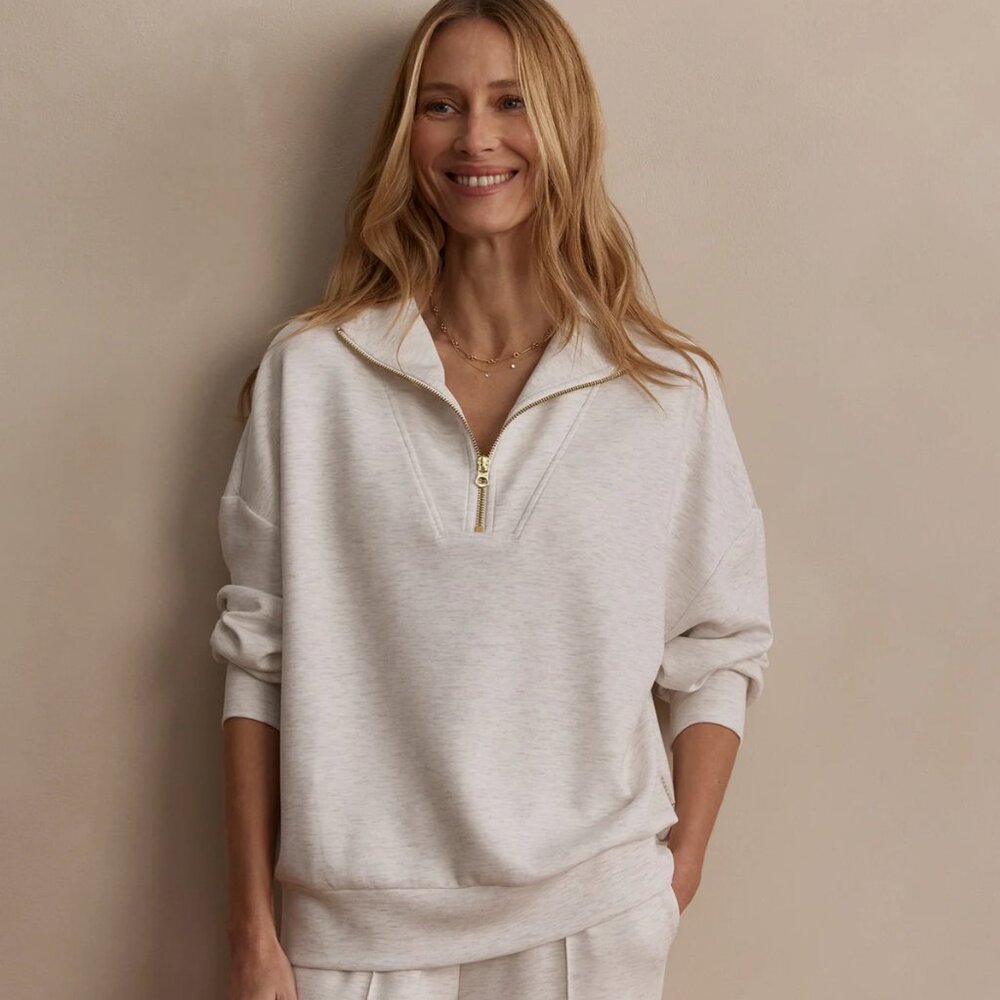 Varley Hawley Half-Zip Sweat | Size: Medium | Color: White Marl